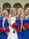V-neck Knee-length Chiffon Ruffles Newest Royal Blue Bridesmaid Dresses #PDS01012823