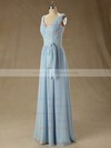 Floor-length V-neck Ruffles Chiffon Junior Bridesmaid Dress #PDS01012827