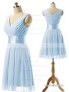 Cheap V-neck Chiffon Sashes / Ribbons Knee-length Bridesmaid Dresses #PDS01012860