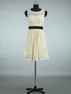 Scalloped Neck Lace Sashes / Ribbons Designer Short/Mini Bridesmaid Dresses #PDS01012861
