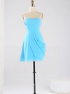 Blue Sweetheart Vintage Chiffon Ruched Short/Mini Bridesmaid Dresses #PDS01012864
