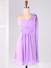 One Shoulder Chiffon Ruffles Unique Lilac Short/Mini Bridesmaid Dresses #PDS01012866