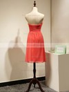 Girls Empire Chiffon Ruched Watermelon Short/Mini Bridesmaid Dresses #PDS01012868