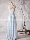 Chiffon Floor-length Ruffles Latest Backless V-neck Bridesmaid Dress #PDS01012880