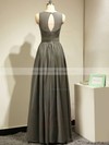 Scoop Neck Gorgeous Chiffon Tulle Ruffles Floor-length Gray Bridesmaid Dress #PDS01012885