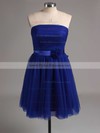 Strapless Satin Tulle Bow Good Lavender Short/Mini Bridesmaid Dress #PDS01012888