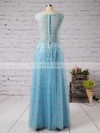 Scoop Neck Lace Tulle Ruffles Floor-length Newest Bridesmaid Dress #PDS01012889