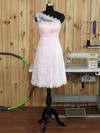 Famous One Shoulder Lace Ruffles Knee-length Bridesmaid Dress #PDS01012893