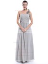 One Shoulder Chiffon Flower(s) Floor-length Hot Bridesmaid Dress #PDS01012896