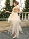 Pretty A-line Sweetheart Lace Tulle with Bow Asymmetrical Bridesmaid Dresses #PDS01012901