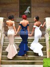 Trumpet/Mermaid Asymmetrical Elastic Woven Satin Sashes / Ribbons Modern Off-the-shoulder Bridesmaid Dress #PDS01012902
