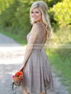 Knee-length A-line Scoop Neck Lace Chiffon Sashes / Ribbons Beautiful Bridesmaid Dresses #PDS01012903