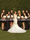 High Neck Open Back A-line Tulle Appliques Lace Short/Mini Bridesmaid Dresses #PDS01012914