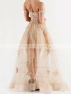 A-line Floor-length Tulle Appliques Lace Trendy Off-the-shoulder Bridesmaid Dress #PDS01012926