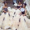 A-line Floor-length Tulle Appliques Lace Trendy Off-the-shoulder Bridesmaid Dress #PDS01012926