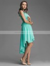 Simple A-line Scoop Neck Chiffon Sashes / Ribbons Asymmetrical Bridesmaid Dresses #PDS01012928
