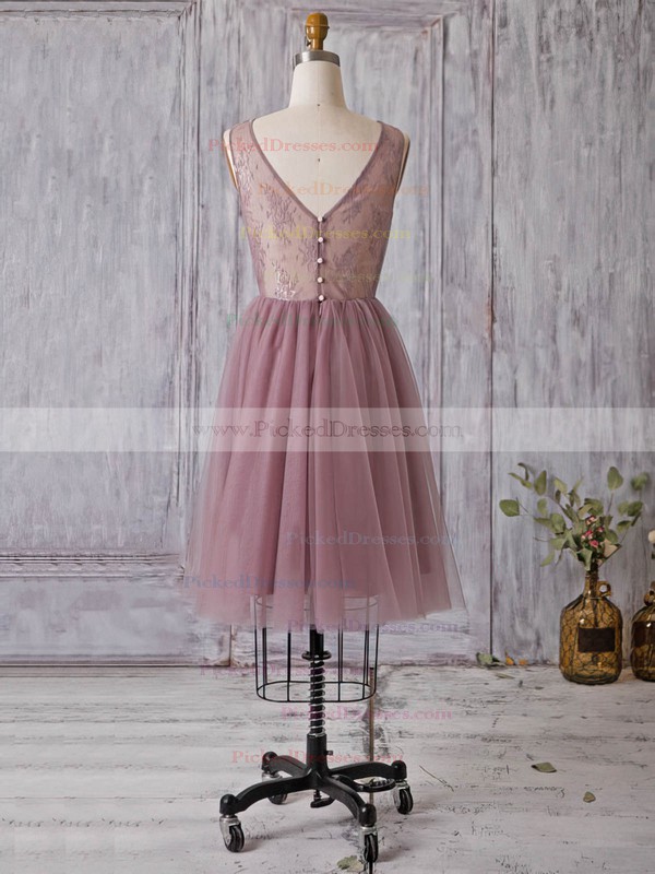 Knee-length A-line Scoop Neck Tulle Lace New Arrival Bridesmaid Dresses #PDS01012932