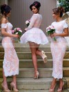 V-neck A-line Tulle Appliques Lace Long Sleeve Short/Mini Different Bridesmaid Dresses #PDS01012937