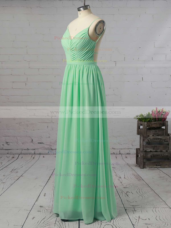 Backless A-line Floor-length V-neck Ruffles Chiffon Beautiful Bridesmaid Dresses #PDS01012947
