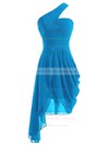 Cheap A-line One Shoulder Ruffles Chiffon Asymmetrical Burgundy Bridesmaid Dresses #PDS01012950