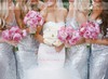 Latest Sheath/Column V-neck Sequined Floor-length Split Front Silver Bridesmaid Dresses #PDS01012961