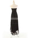 Original Empire Strapless Chiffon with Beading Black Asymmetrical Bridesmaid Dresses #PDS01012963