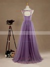 Boutique A-line V-neck Tulle Floor-length with Beading Open Back Bridesmaid Dresses #PDS01012965