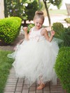 Fabulous Princess Scoop Neck Lace Tulle with Bow Ankle-length Flower Girl Dresses #PDS01031903