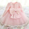 Ball Gown Scoop Neck Lace Tulle Ankle-length Bow Long Sleeve Popular Flower Girl Dresses #PDS01031921