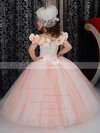 Scoop Neck Tulle Floor-length with Flower(s) Classic Ball Gown Flower Girl Dresses #PDS01031926