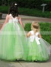 New Style A-line Square Neckline Tulle with Bow Floor-length Flower Girl Dresses #PDS01031927