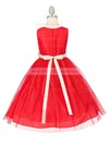 Simple V-neck Tulle Sashes / Ribbons Floor-length Ball Gown Flower Girl Dresses #PDS01031928