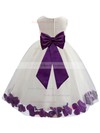 Newest Ball Gown Scoop Neck Tulle Floor-length Sashes / Ribbons Flower Girl Dresses #PDS01031930