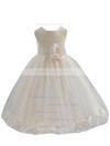 Newest Ball Gown Scoop Neck Tulle Floor-length Sashes / Ribbons Flower Girl Dresses #PDS01031930