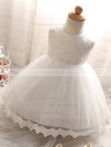 New Arrival Ball Gown Scoop Neck Lace Tulle with Bow Tea-length Flower Girl Dresses #PDS01031932