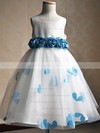 Custom Scoop Neck Tulle Floor-length Sashes / Ribbons Ball Gown Flower Girl Dresses #PDS01031935