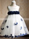 Custom Scoop Neck Tulle Floor-length Sashes / Ribbons Ball Gown Flower Girl Dresses #PDS01031935