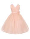 Princess V-neck Tulle Sashes / Ribbons Floor-length Affordable Flower Girl Dresses #PDS01031936