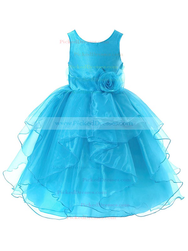 Ball Gown Scoop Neck Organza Sashes / Ribbons Floor-length Beautiful Flower Girl Dresses #PDS01031937