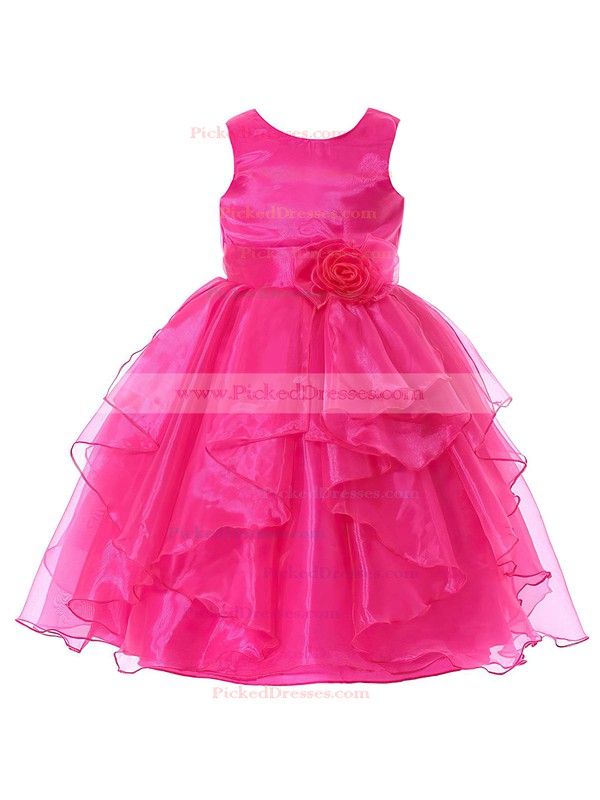 Ball Gown Scoop Neck Organza Sashes / Ribbons Floor-length Beautiful Flower Girl Dresses #PDS01031937
