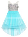 Unusual A-line Scoop Neck Tulle with Bow Asymmetrical Flower Girl Dresses #PDS01031941