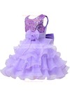 Discounted A-line Scoop Neck Organza with Bow Tea-length Flower Girl Dresses #PDS01031944