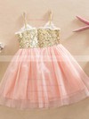Exclusive A-line V-neck Tulle with Sequins Knee-length Flower Girl Dresses #PDS01031946