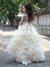 Unique A-line V-neck Organza with Beading Asymmetrical Flower Girl Dresses #PDS01031951