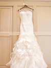 Trumpet/Mermaid Organza Court Train Cascading Ruffles Ladies Strapless Wedding Dresses #PDS00022533
