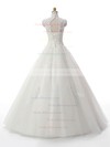 Ball Gown Tulle Floor-length Appliques Lace White Noble High Neck Wedding Dresses #PDS00022537