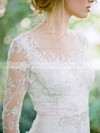 Beautiful Scoop Neck Tulle Floor-length Appliques Lace Long Sleeve Sheath/Column Wedding Dresses #PDS00022539