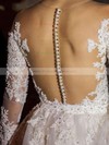 Fabulous A-line Scoop Neck Tulle Appliques Lace Chapel Train Long Sleeve Wedding Dresses #PDS00022542