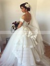 Ball Gown Sweetheart Tulle Watteau Train Appliques Lace Famous Backless Wedding Dresses #PDS00022543