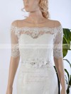 Trumpet/Mermaid Tulle Sweep Train Appliques Lace 1/2 Sleeve Off-the-shoulder Custom Wedding Dresses #PDS00022568